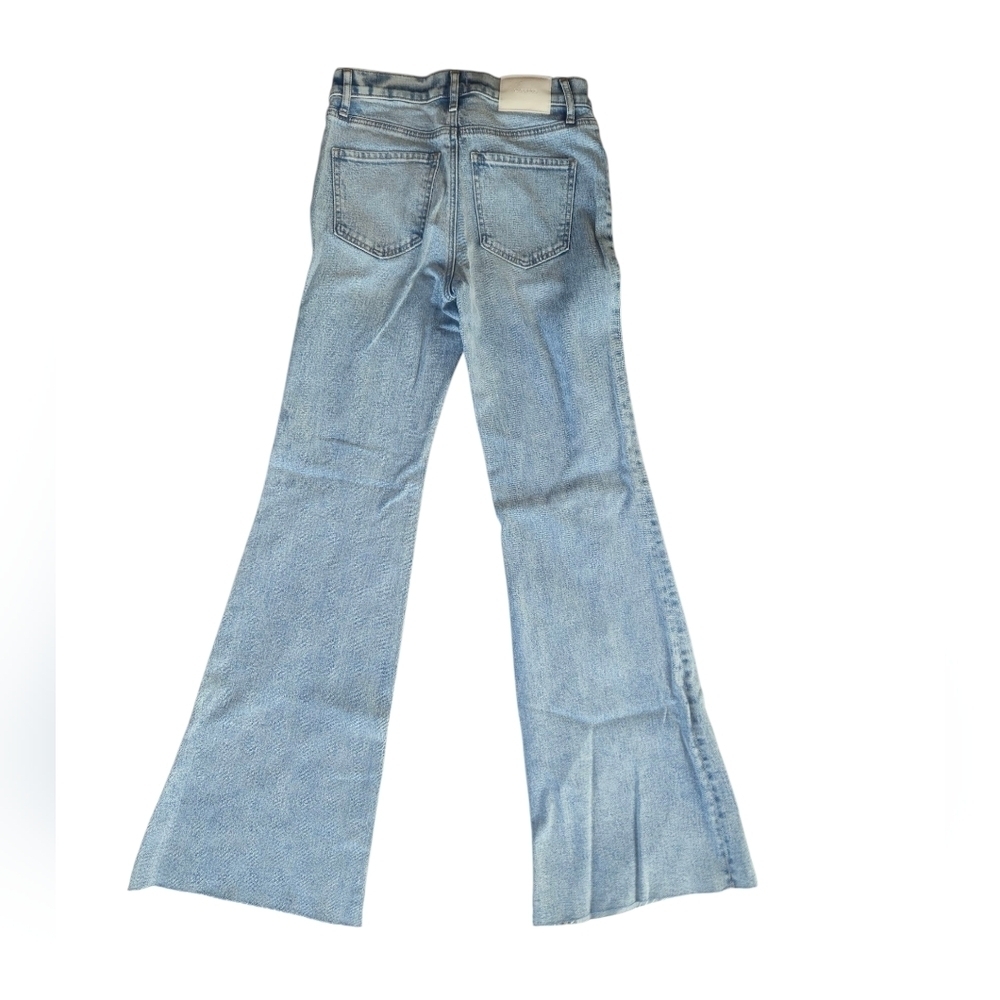 Express 70s Flare Mid Rise Stretch Light Blue Flare Jeans Size 2R - Picture 11 of 11